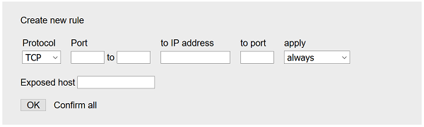 Port forwarding create