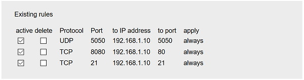 Port forwarding existing