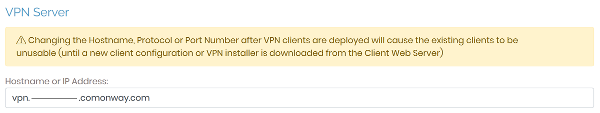 OpenVPN server hostname