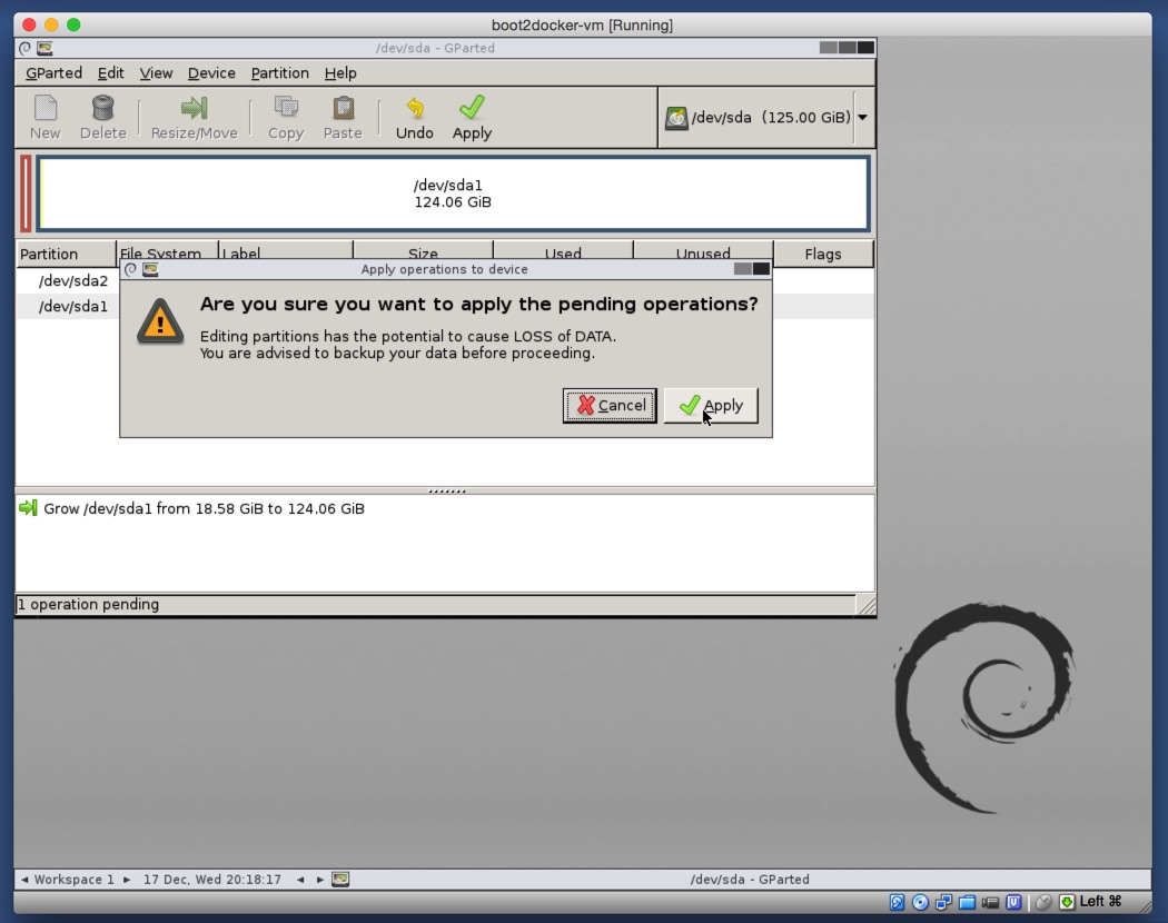 Virtualbox Gparted Resize Apply